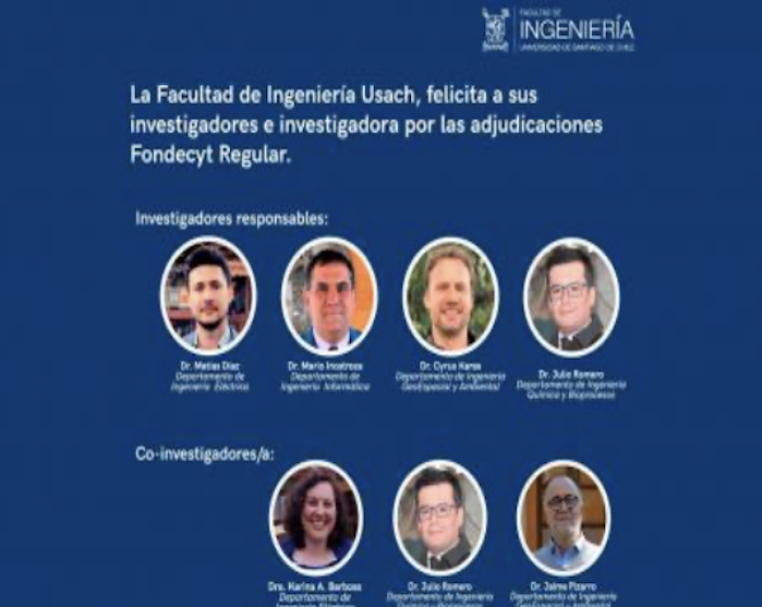 Facultad de Ingeniería duplica adjudicaciones de Fondecyt Regular en reciente convocatoria