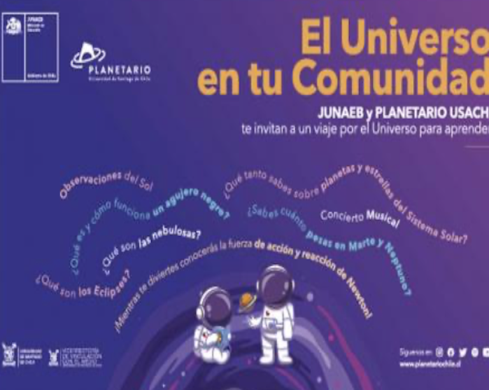 Junaeb y Planetario Usach llevan muestra “El Universo en tu comunidad” a comunas de Santiago y regiones